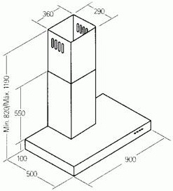 VECTAIRE SYGMA STAINLESS STEEL KITCHEN 90cm SLIMLINE CHIMNEY CANOPY EXTRACTOR, SYG900SS (V) VECTAIRE SYGMA STAINLESS STEEL KITCHEN 90cm SLIMLINE CHIMNEY CANOPY EXTRACTOR, SYG900SS (V)